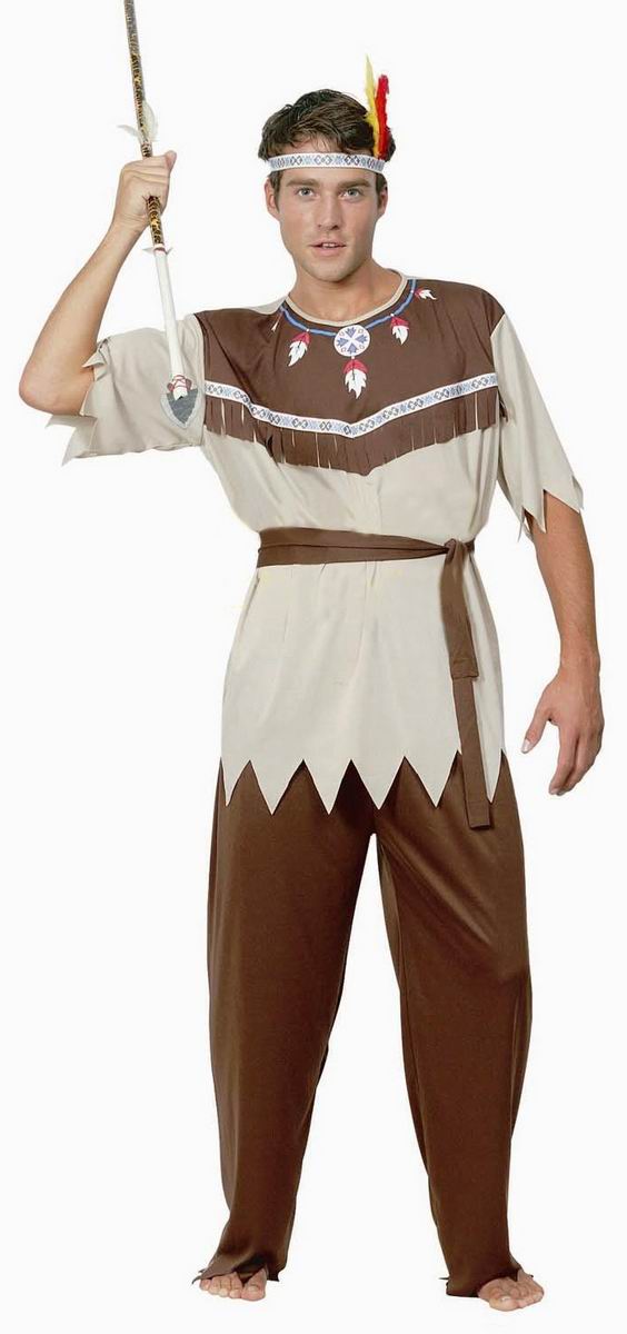 Mens Dress Up Fancy Dress Costume Native Indian Chief Warrior 